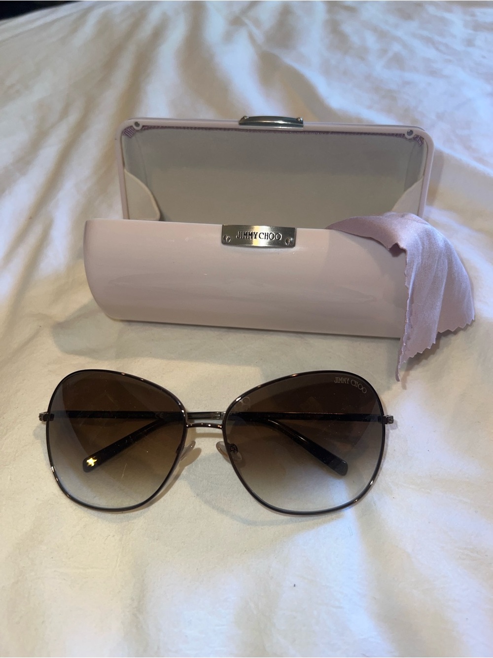 Jimmy Choo Brown Gradient Sunglasses with Pink Case